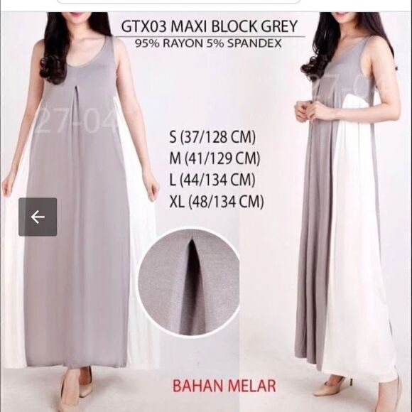 Gottex maxi dress longline grey/white shirtdress /sheath euc xl plus size - Picture 2 of 9